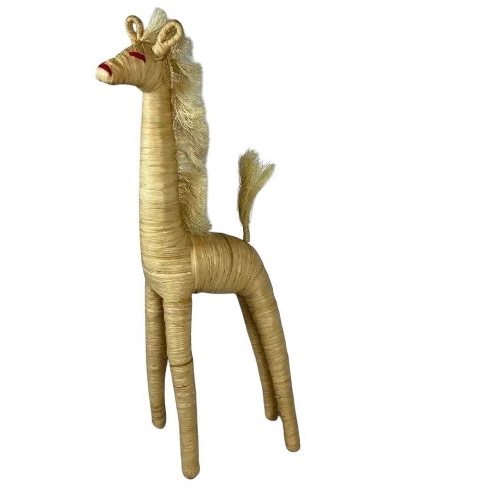 Straw Raffia Handmade Giraffe Natural Tan - Picture 3 of 4